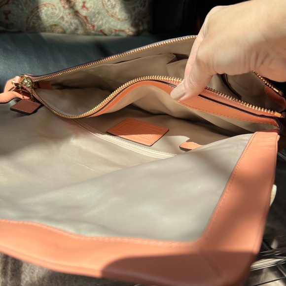 COACH Kristin Calf Leather Oversized Clutch in Coral - Picture 10 of 16